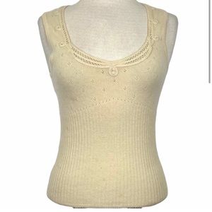 Nanette Lepore sleeveless cream cashmere sweater